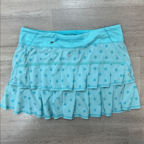 Lululemon Pace Setter Skirt 4-way Stretch Stripe Dot Printed Angel Blue 10 Tall! - Picture 7 of 10
